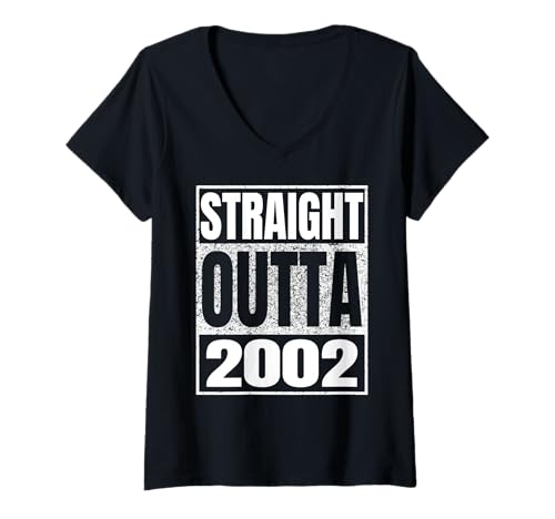 Damen Straight Outta 2002 Vintage 2002 Classic Birth of Birthday T-Shirt mit V-Ausschnitt von Straight Outta Vintage Birthday Retro Years Store