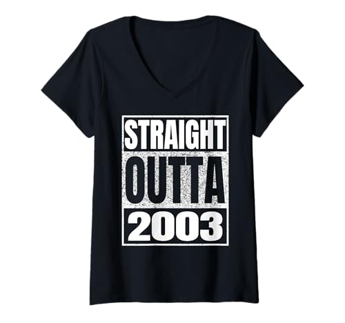 Damen Straight Outta 2003 Vintage 2003 Classic Birth of Birthday T-Shirt mit V-Ausschnitt von Straight Outta Vintage Birthday Retro Years Store