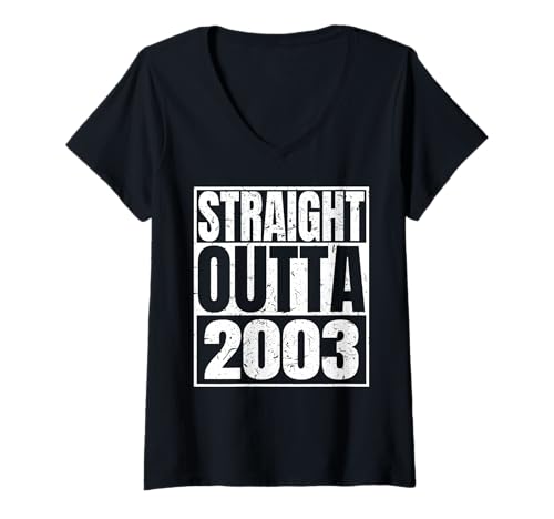 Damen Straight Outta 2003 Vintage Year Classic Birth of Birthday T-Shirt mit V-Ausschnitt von Straight Outta Vintage Birthday Retro Years Store