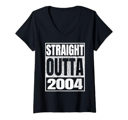 Damen Straight Outta 2004 Vintage 2004 Classic Birth of Birthday T-Shirt mit V-Ausschnitt von Straight Outta Vintage Birthday Retro Years Store
