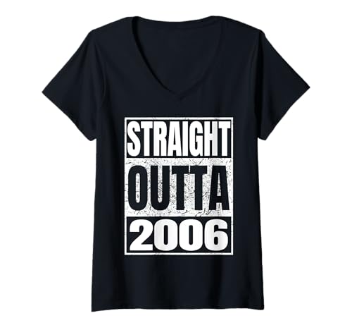 Damen Straight Outta 2006 Classic Year Birth of Birthday Vintage T-Shirt mit V-Ausschnitt von Straight Outta Vintage Birthday Retro Years Store