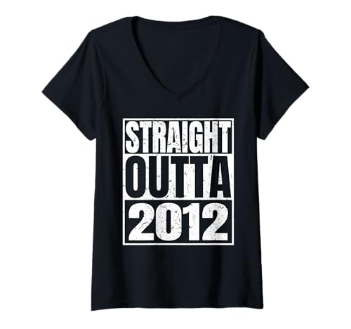 Damen Straight Outta 2012 Vintage Year Classic Birth of Birthday T-Shirt mit V-Ausschnitt von Straight Outta Vintage Birthday Retro Years Store
