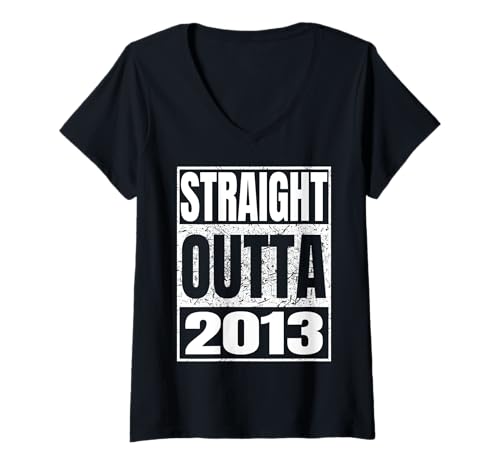 Damen Straight Outta 2013 Classic Year Birth of Birthday Vintage T-Shirt mit V-Ausschnitt von Straight Outta Vintage Birthday Retro Years Store