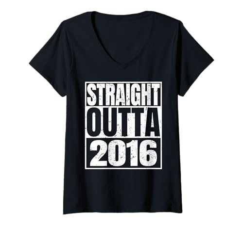 Damen Straight Outta 2016 Vintage Year Classic Birth of Birthday T-Shirt mit V-Ausschnitt von Straight Outta Vintage Birthday Retro Years Store