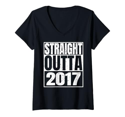 Damen Straight Outta 2017 Vintage Year Classic Birth of Birthday T-Shirt mit V-Ausschnitt von Straight Outta Vintage Birthday Retro Years Store
