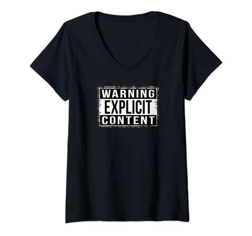 Damen Warnung Explicit Content with distressed edges T-Shirt mit V-Ausschnitt Damen Warnung Explicit Content with distressed edges T-Shirt mit V-Ausschnitt von Straight Outta Words
