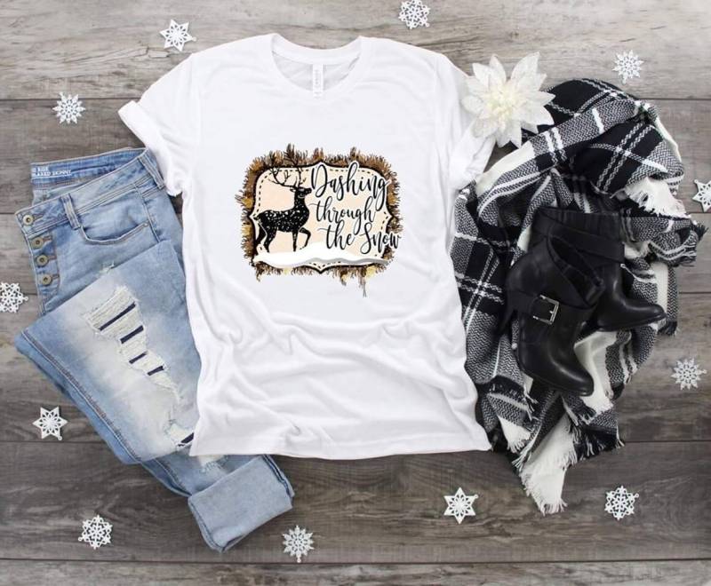 Christmas Dashing Through The Snow Sublimation Design T-Shirt von StraightfromtheHorse