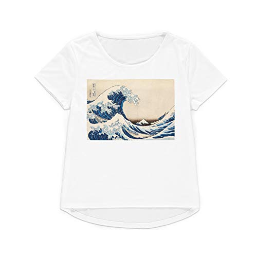 Japanisches T-Shirt mit Ukiyo-e Print Hokusai Welle vor Kanagawa Herren Damen (Größe M (UK 12), Frauen T-Shirt) von Strand Clothing
