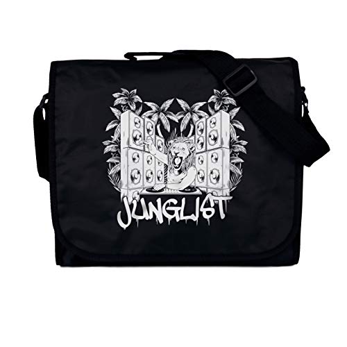 Junglist Lion DJ Messenger Bag Record Drum & Bass LP Vinyl Shoulder Laptop Herren, Schwarz , Einheitsgröße, Kuriertasche von Strand Clothing