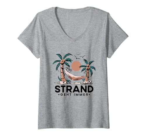 Damen Strand Geht Immer Strandparty Zubehör Urlaub Strandliebhaber T-Shirt mit V-Ausschnitt Damen Strand Geht Immer Strandparty Zubehör Urlaub Strandliebhaber T-Shirt mit V-Ausschnitt von Strand Gadgets und Strandparty Zubehör