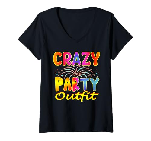 Damen Malle Party Outfit Verrückte Outfits Party Malle Accessoires T-Shirt mit V-Ausschnitt Damen Malle Party Outfit Verrückte Outfits Party Malle Accessoires T-Shirt mit V-Ausschnitt von Strand accessoires Strand Karibik accessoires