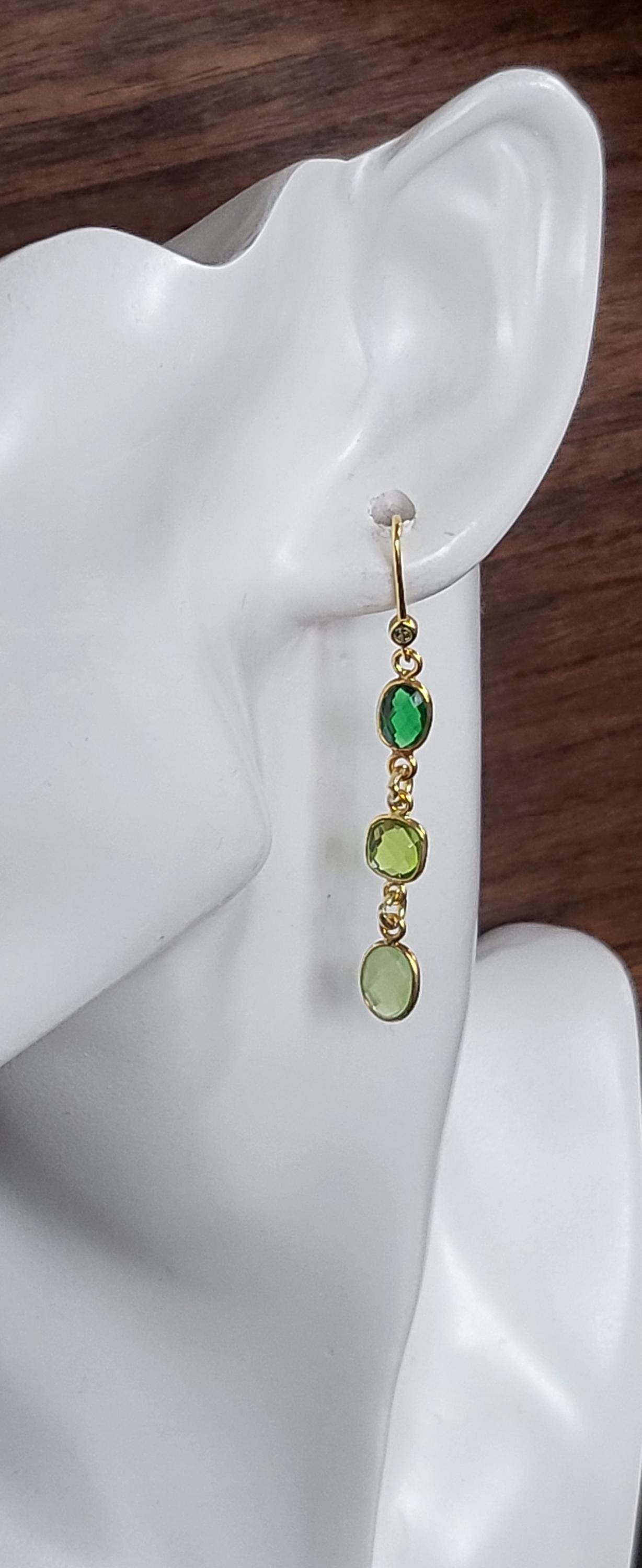 Goldohrringe Ohrhänger Chromdiopsid Quarz, Peridot, Aventurin 925 Sterling Silber 18Ct Vergoldet, Muttertag, Geschenk Für Mich Goldohrringe Ohrhänger Chromdiopsid Quarz, Peridot, Aventurin 925 Sterling Silber 18Ct Vergoldet, Muttertag, Geschenk Für Mich von Strand7