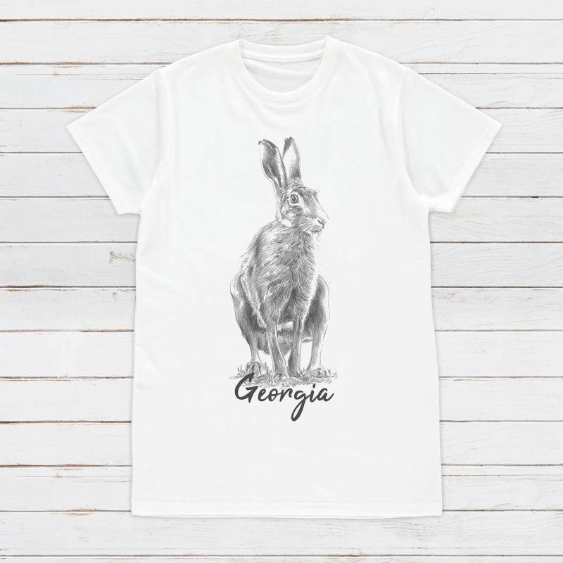 Benutzerdefinierte Name Hase T-Shirt Personalisiert Ihr Text Künstler Bleistift Skizze Zeichnung Kaninchen Häschen Vegan Tier Niedlich Natur von StrandClothing