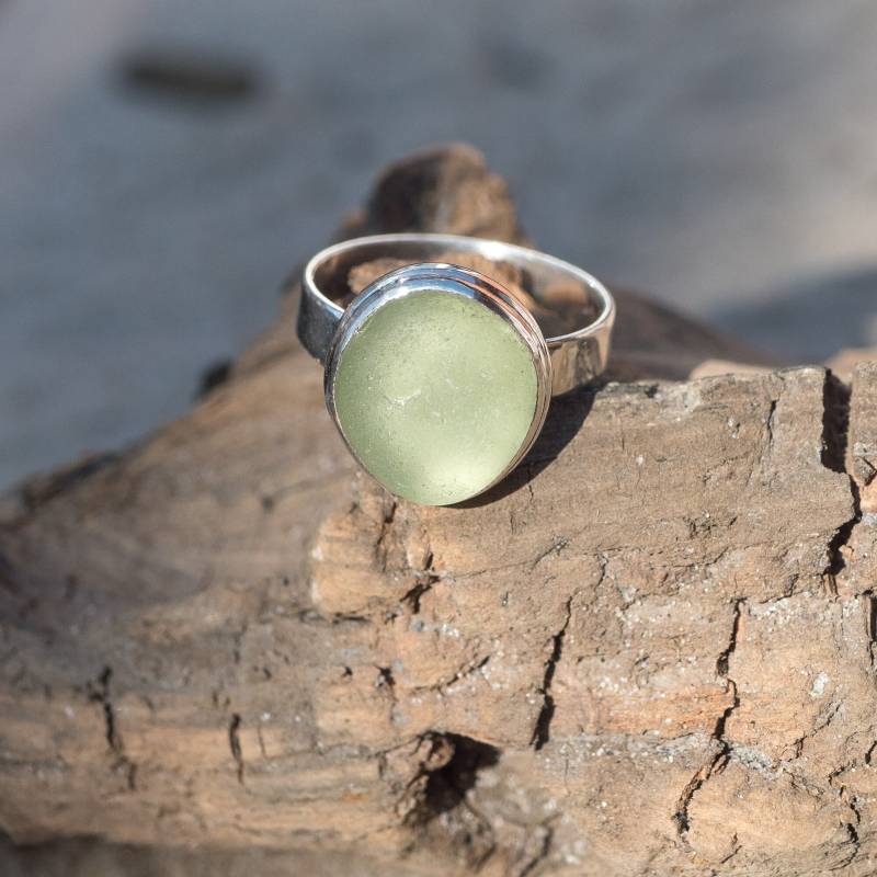 Seeglas Ring "Strandleben" Aus Sterling Silber von Strandgoods