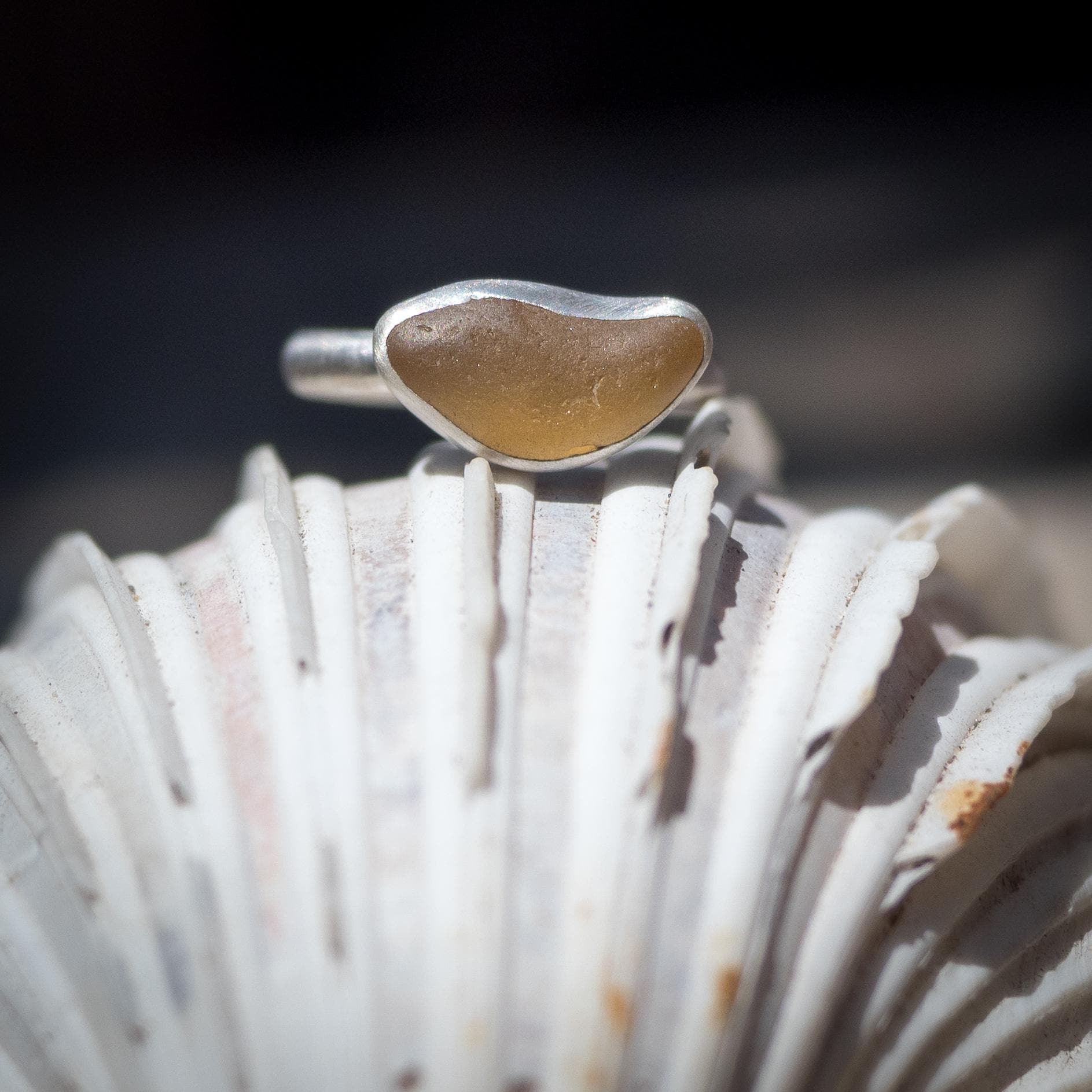 Silber Seeglas Ring "Sonnenaufgang" von Strandgoods