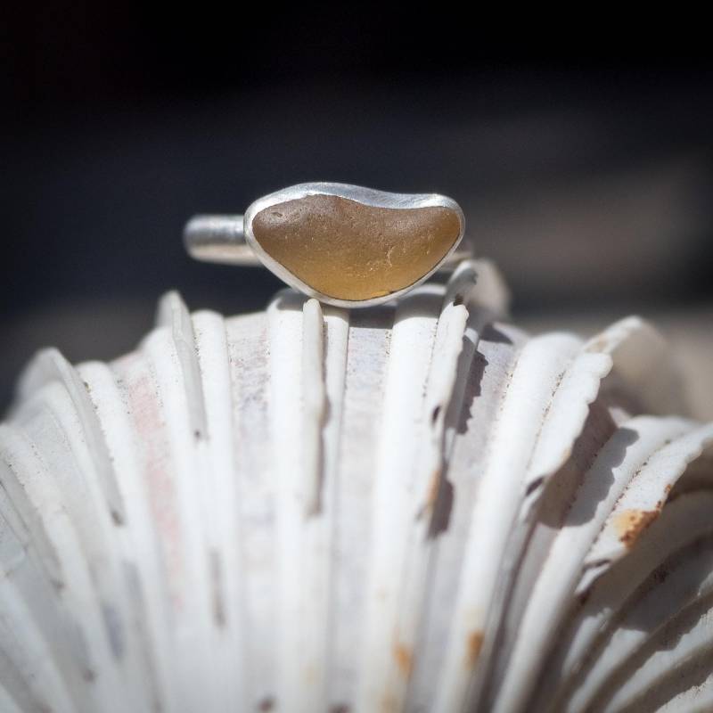 Silber Seeglas Ring "Sonnenaufgang" von Strandgoods