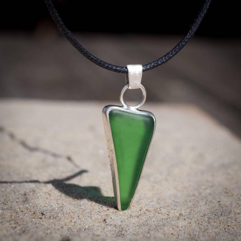 sterling Silber Seeglas Halskette "Seezeichen" von Strandgoods