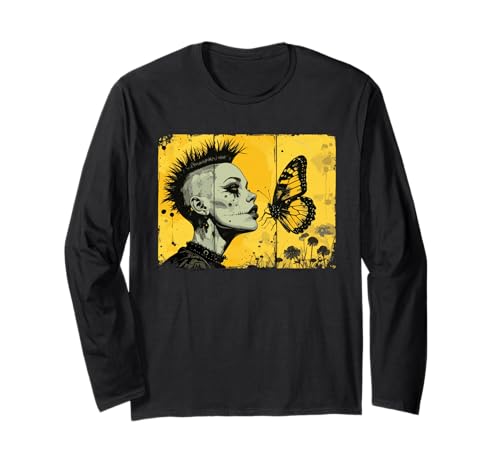 Punkrock Mädchen beobachtet Schmetterling Langarmshirt Punkrock Mädchen beobachtet Schmetterling Langarmshirt von Strange Punkrock love