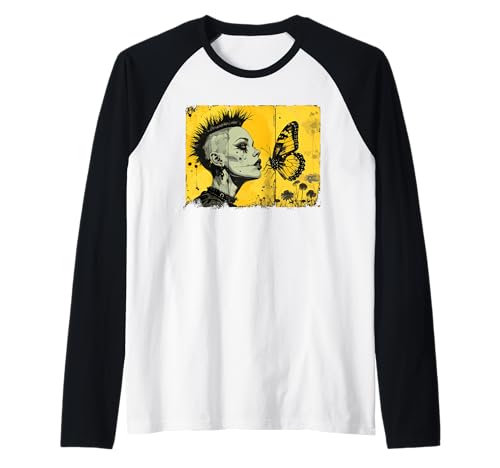 Punkrock Mädchen beobachtet Schmetterling Raglan Punkrock Mädchen beobachtet Schmetterling Raglan von Strange Punkrock love