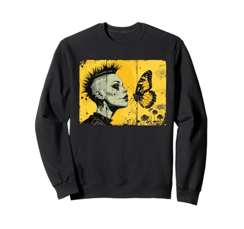 Punkrock Mädchen beobachtet Schmetterling Sweatshirt Punkrock Mädchen beobachtet Schmetterling Sweatshirt von Strange Punkrock love