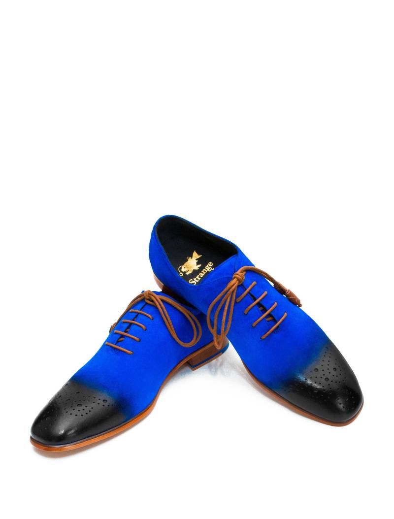 Royalblau Gewachste Wildleder Brogues/Oxfords - Handgefertigte Luxus-Herrenkleidschuhe Von Strange Island Royalblau Gewachste Wildleder Brogues/Oxfords - Handgefertigte Luxus-Herrenkleidschuhe Von Strange Island von StrangeIsland