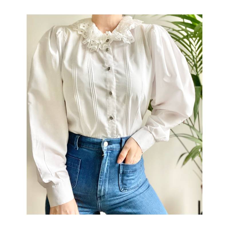 Vintage Prairie Baumwolle Rüschen Cottage Core Bluse von StrangeMoonVintageDE
