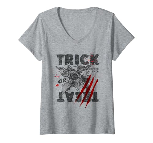 Damen Stranger Things Demogorgon Trick or Treat Sketch T-Shirt mit V-Ausschnitt von Stranger Things