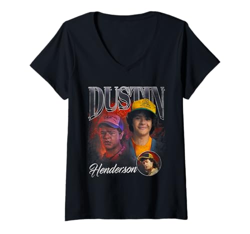 Damen Stranger Things Dustin Homage T-Shirt mit V-Ausschnitt von Stranger Things