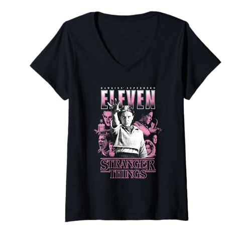 Damen Stranger Things Eleven Poster T-Shirt mit V-Ausschnitt von Stranger Things