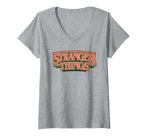 Damen Stranger Things Hawkins High School Logo T-Shirt mit V-Ausschnitt von Stranger Things
