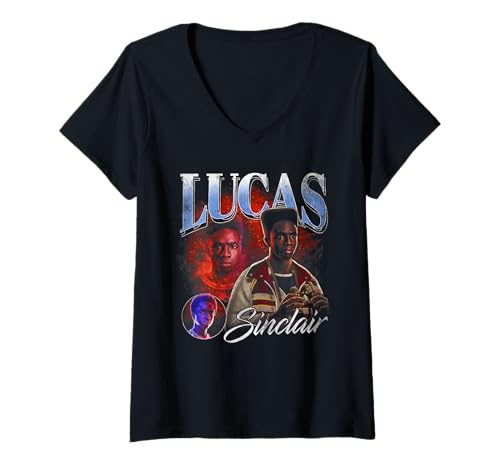 Damen Stranger Things Lucas Homage T-Shirt mit V-Ausschnitt von Stranger Things