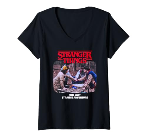 Damen Stranger Things One Last Strange Adventure T-Shirt mit V-Ausschnitt von Stranger Things