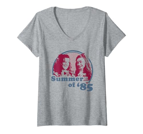 Damen Stranger Things Summer of '85 Eleven and Max T-Shirt mit V-Ausschnitt von Stranger Things