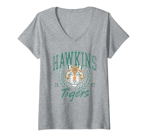 Damen Stranger Things Tiger Laurel T-Shirt mit V-Ausschnitt von Stranger Things