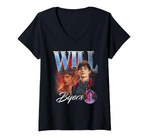 Damen Stranger Things Will Homage T-Shirt mit V-Ausschnitt von Stranger Things