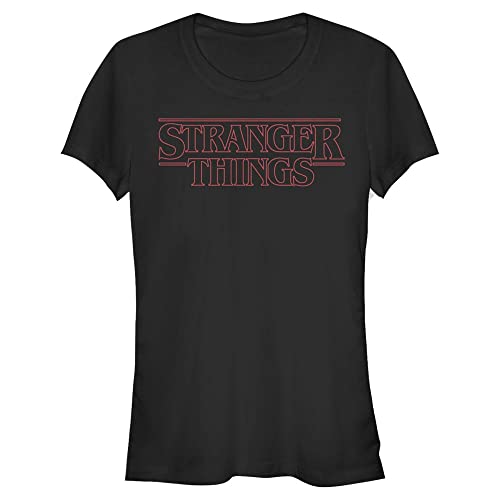 Stranger Things Damen Stranger Red Outline Logo Short Sleeve T-shirt, Schwarz, XL von Stranger Things