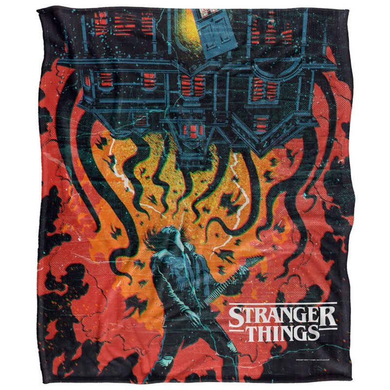 Stranger Things Decke - Season 5 - Eddie Munson Upside Down Creep House Poster - Fleecedecke - multicolor  - Lizenzierter Fanartikel von Stranger Things