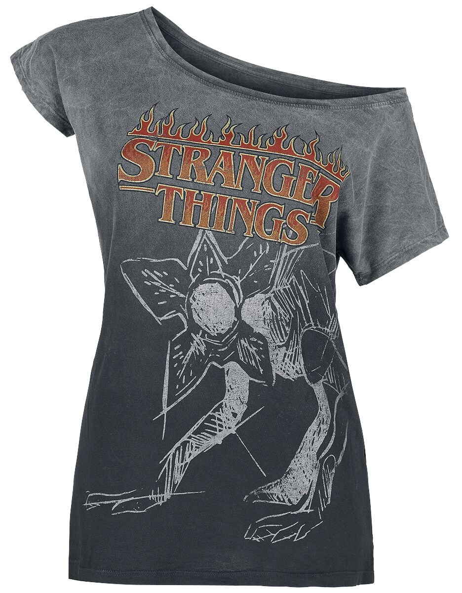 Stranger Things Fire Logo T-Shirt grau in M von Stranger Things