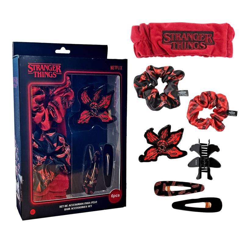 Stranger Things Haargummi - für Damen - schwarz/rot  - Lizenzierter Fanartikel von Stranger Things