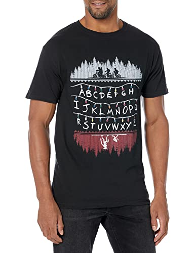 Netflix Herren Alphabet Lights Kurzarm-t-shirt, Schwarz, S von Stranger Things