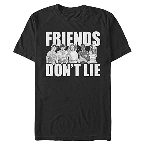 Stranger Things Herren Cast Friends Don't Lie Short Sleeve T-shirt, Schwarz, M von Stranger Things