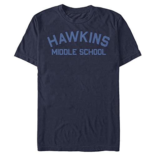 Stranger Things Herren Hawkins Mid School Short Sleeve T-shirt, Marineblau, L von Stranger Things