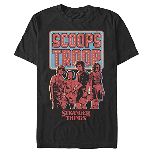 Stranger Things Herren Scoop Troop Short Sleeve T-shirt, Schwarz, XL von Stranger Things