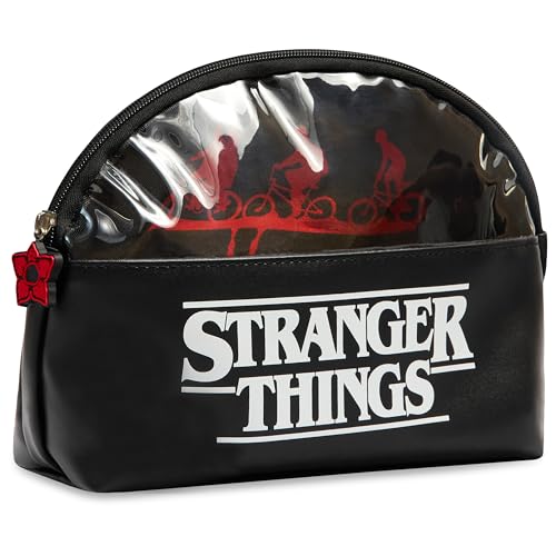 Stranger Things Kulturbeutel für Frauen und Männer - Make-up Reise Fitnessstudio Necessaire - Toilettentasche Herren und Damen (Schwarz/Rot) von Stranger Things