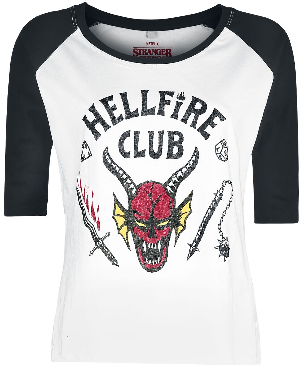 Stranger Things Langarmshirt - Hellfire Club - S bis 3XL - für Damen - Größe 3XL - weiß/schwarz  - EMP exklusives Merchandise! von Stranger Things