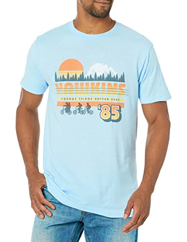 Stranger Things Men's Hawkins Strange Things 85 Retro T-Shirt, Light Blue, Large von Stranger Things