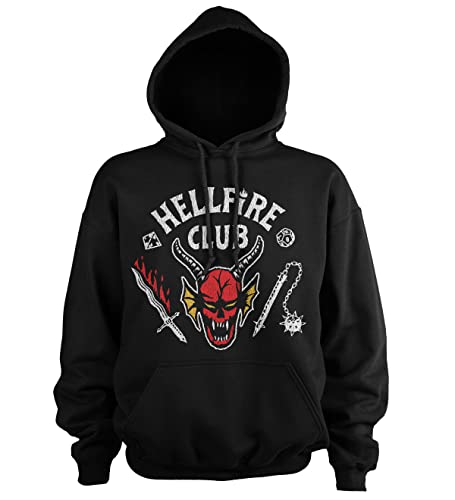 Stranger Things Offizielles Lizenzprodukt Hellfire Club Kapuzenpullover (Schwarz), X-Large von Stranger Things