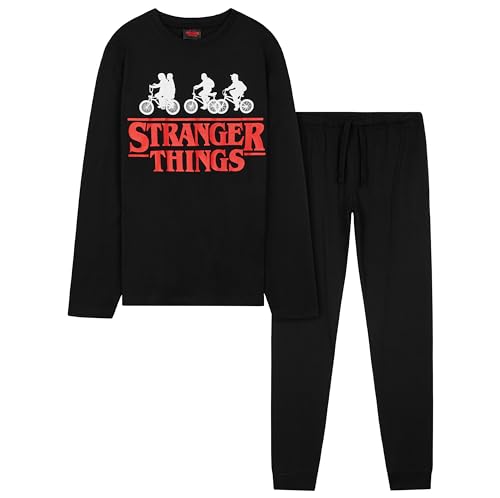 Stranger Things Schlafanzug für Mädchen & Teenager, Pyjama Set Lang aus Baumwolle für 9 bis 15 Jahre - Geschenke (Schwarz, 9-10 Jahre) von Stranger Things