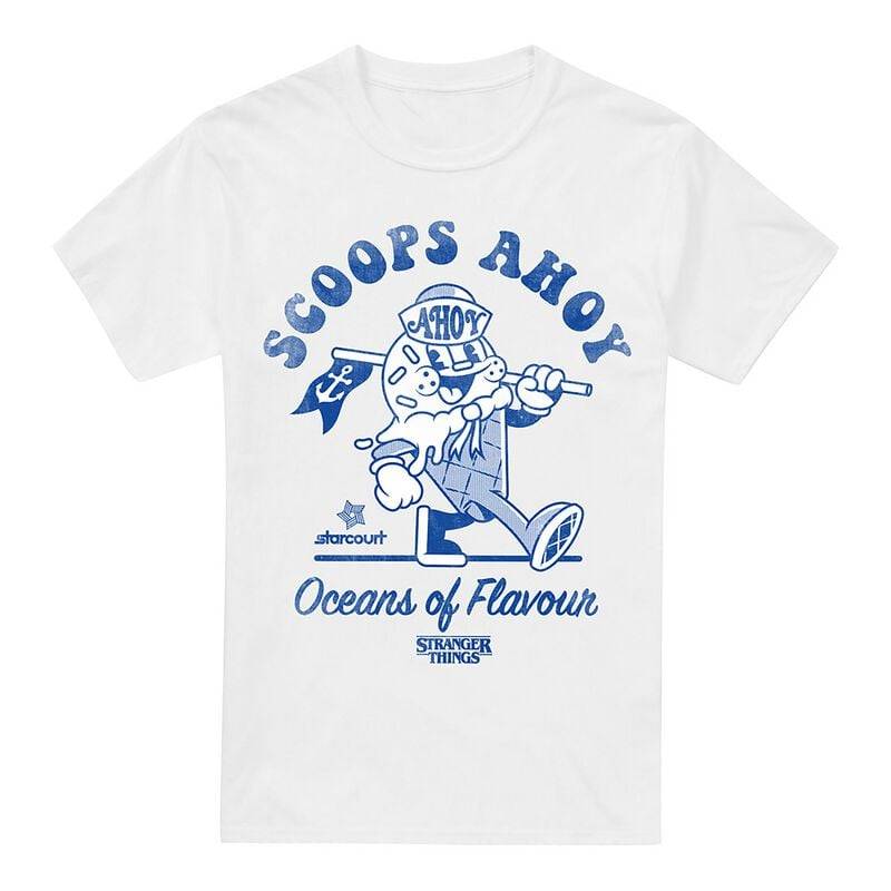 Stranger Things Scoops Ahoy Retro T-Shirt weiß in M von Stranger Things