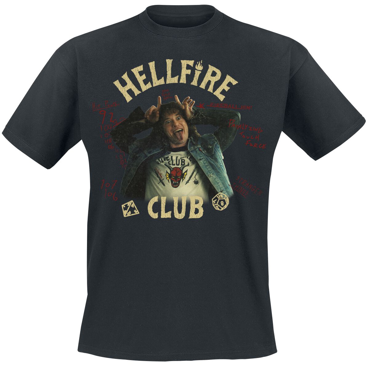 Stranger Things T-Shirt - Eddie - S bis XXL - für Männer - Größe S - schwarz  - Lizenzierter Fanartikel von Stranger Things